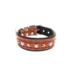 Comfort Lederen halsband met doodskoppen - Bruin